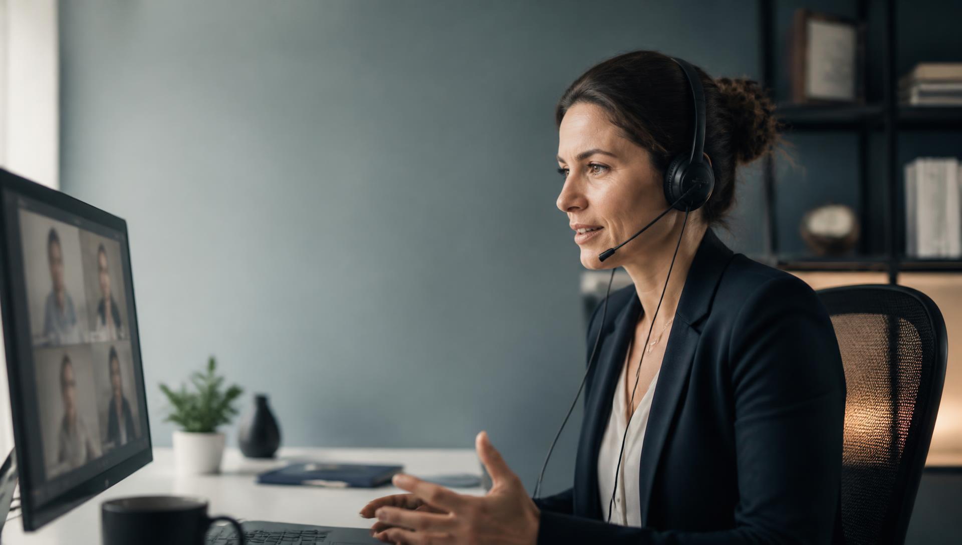 Diverse multilingual professionals wearing headsets working in a modern contact center